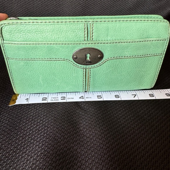 FOSSIL MADDOX Mint Green Leather Handbag and Wallet Set - Picture 3 of 16